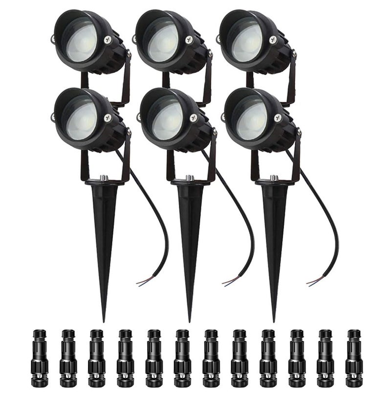 LAVAED 10W LED Landscape Lights 12V Outdoor Spotlight with Connectors Low Voltage Landscape Lighting Warm White Waterproof Yard Uplight(6 Pack) - Image 1